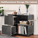 AFAIF Lateral File Cabinet, 2 Drawer File Cabinet with Lock, Printer Cabinet Printer Stand with Storage, Metal Mobile Filing Cabinet Home Office AFAIF