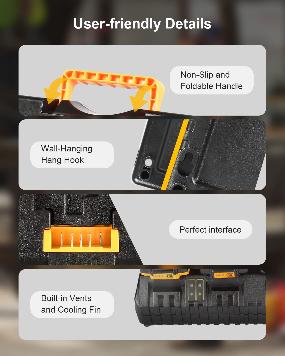 Lenoya DCB104 Battery Charger Replacement for Dewalt 12V/20V Max Battery Charger Station DCB104(Black) Lenoya