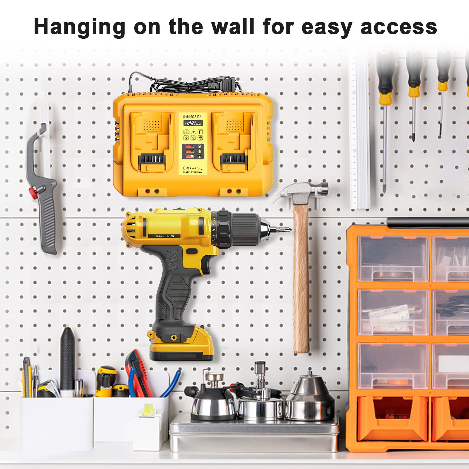 DCB102 Dual Charging Station Replacement for Dewalt 20V Battery Charger Compatible with Dewalt 12/ 20V MAX Battery DCB200 DCB205 DCB206 DCB606 DCB609 - WoodArtSupply