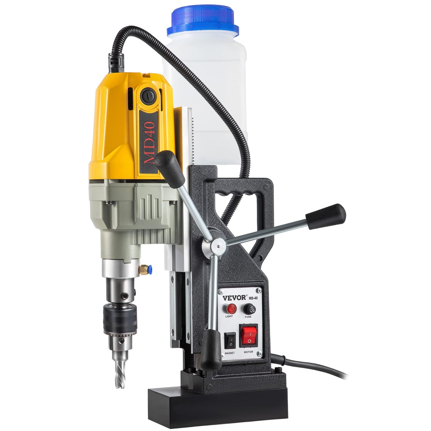 VEVOR Magnetic Drill, 1100W 1.57" Boring Diameter, 2697lbf/12000N Portable Electric Mag Drill Press with 12 Drilling Bits, 580 RPM Max Speed Drilling VEVOR