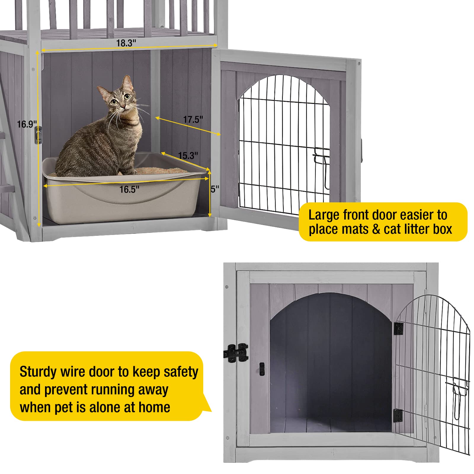 Aivituvin Dog House Feral Cat House Outdoor and Indoor,Pet Houses with Stairs,2 Storys - WoodArtSupply