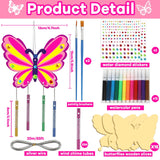 16 Pack Butterfly Wind Chime Kits Butterfly Crafts for Kids Make Your Own Butterfly Wind Chime Wooden DIY Arts and Crafts for Summer Party School gisgfim