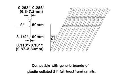 NuMax SFR2190 Pneumatic 21 Degree 3-1/2" Framing Nailer - WoodArtSupply