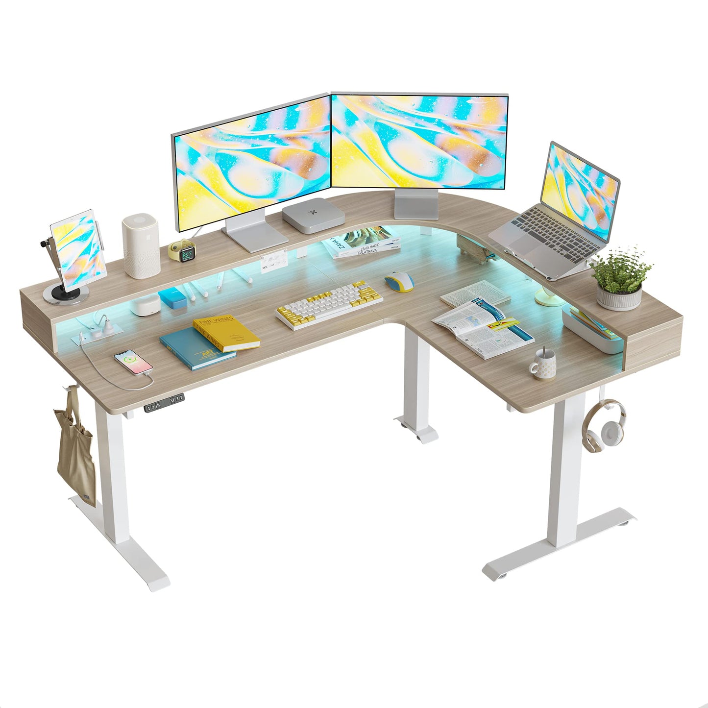 FEZIBO L Shaped Standing Desk - WoodArtSupply