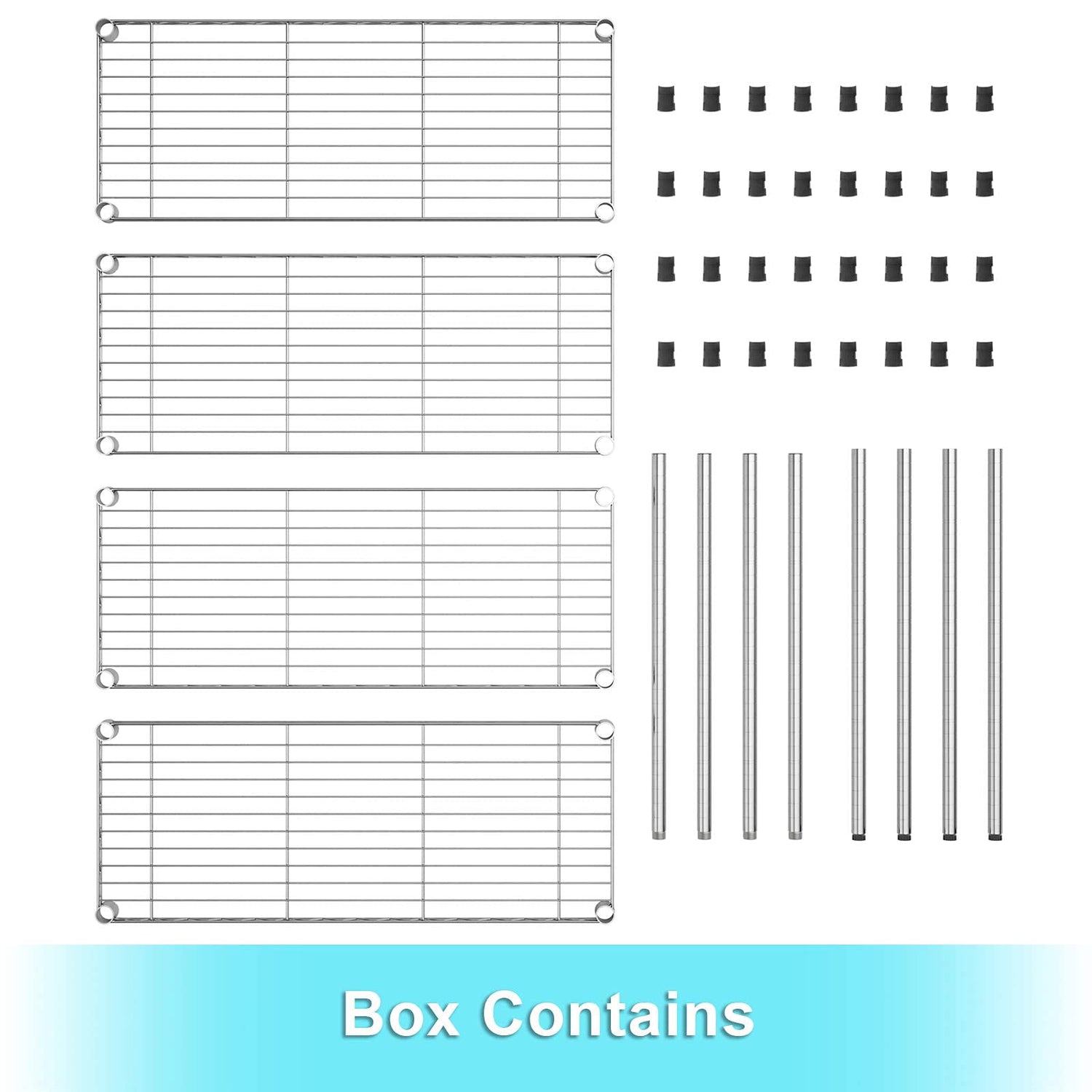 Auslar 4-Shelf Storage Wire Shelves Heavy Duty 4 Tiers Standing Shelving Units Adjustable Metal Organizer Wire Rack, Chrome Auslar