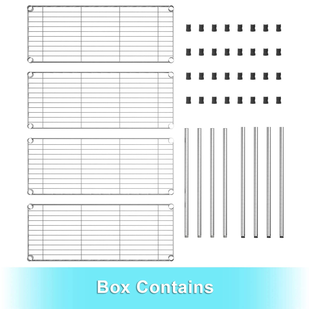 Auslar 4-Shelf Storage Wire Shelves Heavy Duty 4 Tiers Standing Shelving Units Adjustable Metal Organizer Wire Rack, Chrome Auslar