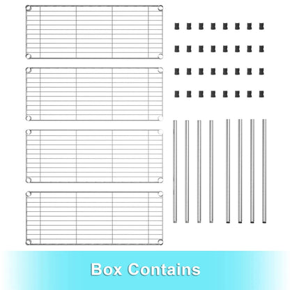 Auslar 4-Shelf Storage Wire Shelves Heavy Duty 4 Tiers Standing Shelving Units Adjustable Metal Organizer Wire Rack, Chrome - WoodArtSupply