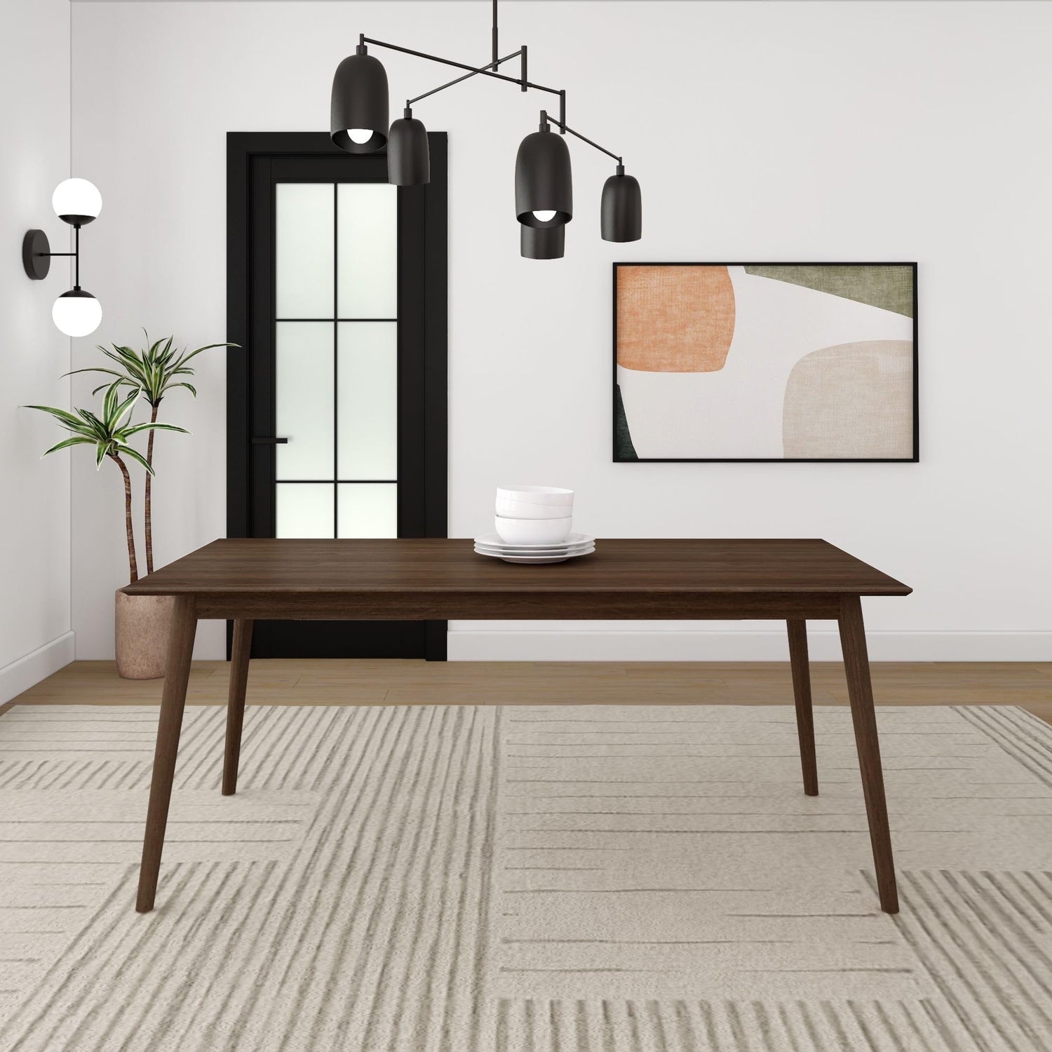 Plank+Beam 72 Inch Mid Century Modern Dining Table, Solid Wood Kitchen & Dining Room Table for 6, Minimalist Table for Dining Room, Rectangular Plank+Beam