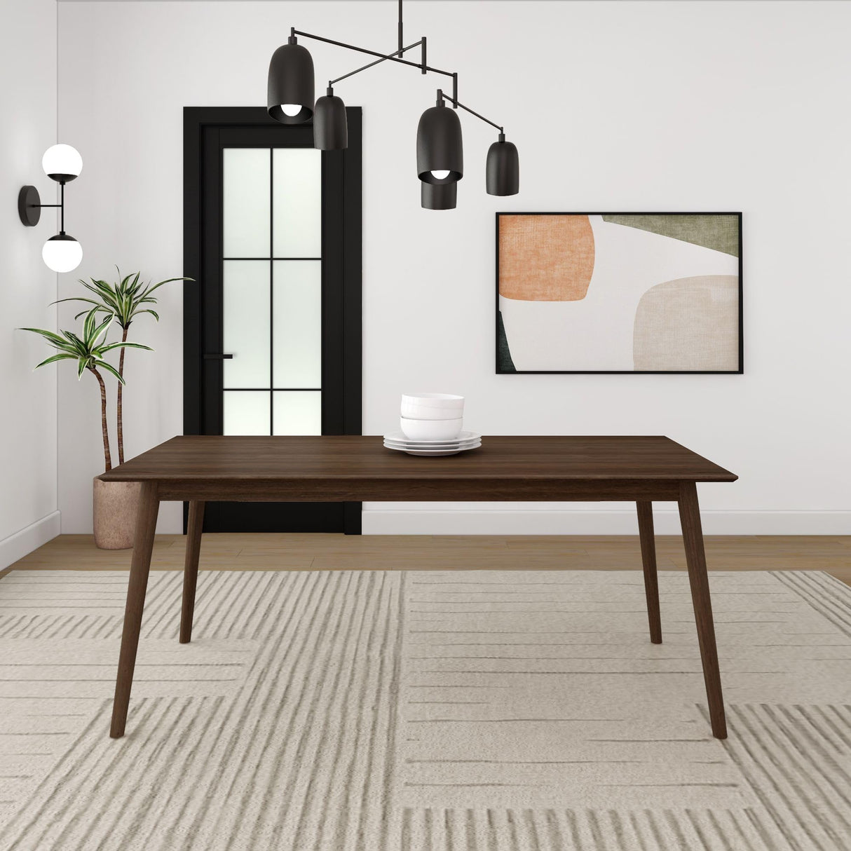 Plank+Beam 72 Inch Mid Century Modern Dining Table, Solid Wood Kitchen & Dining Room Table for 6, Minimalist Table for Dining Room, Rectangular Plank+Beam