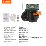 VEVOR Leveling Casters, Set of 4, 2200 lbs Total Load Capacity, 2 inches, Heavy Duty with Upgraded Handle Design, 360 Degree Swivel Caster Wheels, VEVOR