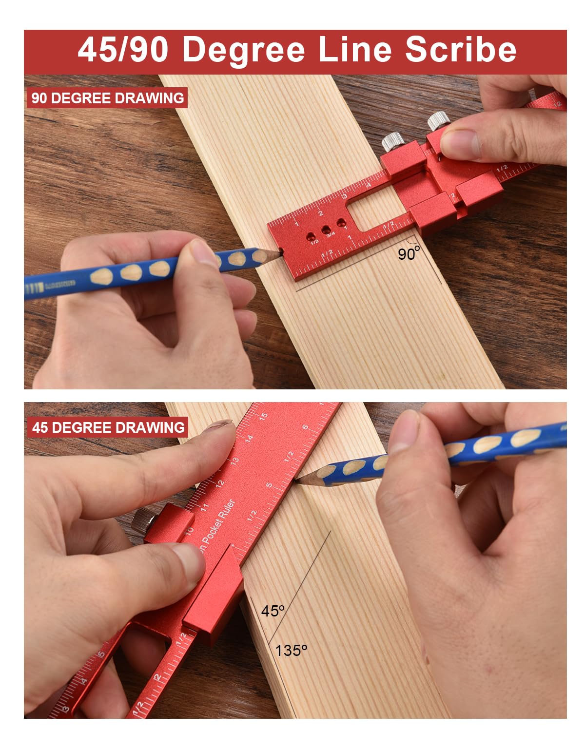 Woodworking Ruler Precision Pocket Rule - BOXmime 12, 8, 6 Inch Metal Slide Stop Marking Ruler Metric Inch Measuring Wood Working Scribing Rulers - BOXmime