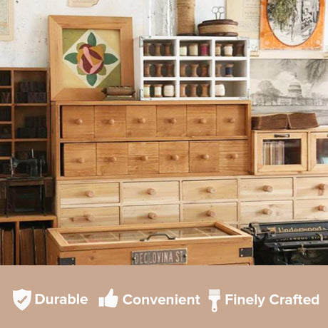 Vintage Desktop Storage Chest with 12 Drawers - Desktop Chest Drawer for Storage and Organization - Solid Wood Medicine Cabinet for Tabletop - Woodaholic