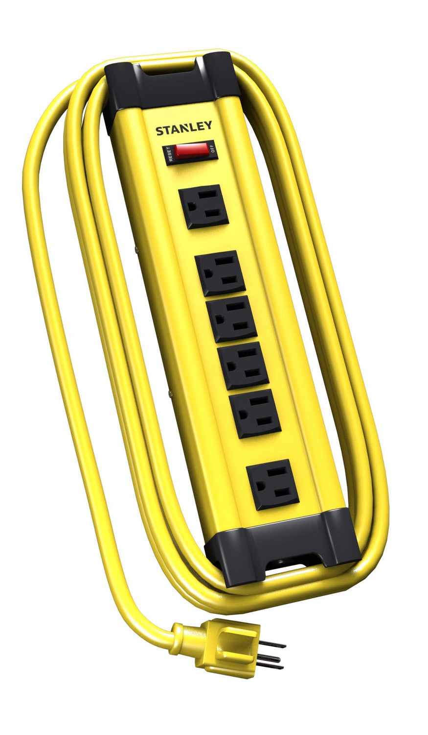 Stanley 31608 ShopMax 6-Outlet Metal Power Strip, Yellow, 10-Foot Stanley