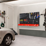 Ultrawall Pegboard Wall Organizer, Black Metal Pegboard Panels, Garage Storage System with Hooks and Storage Bins Ultrawall