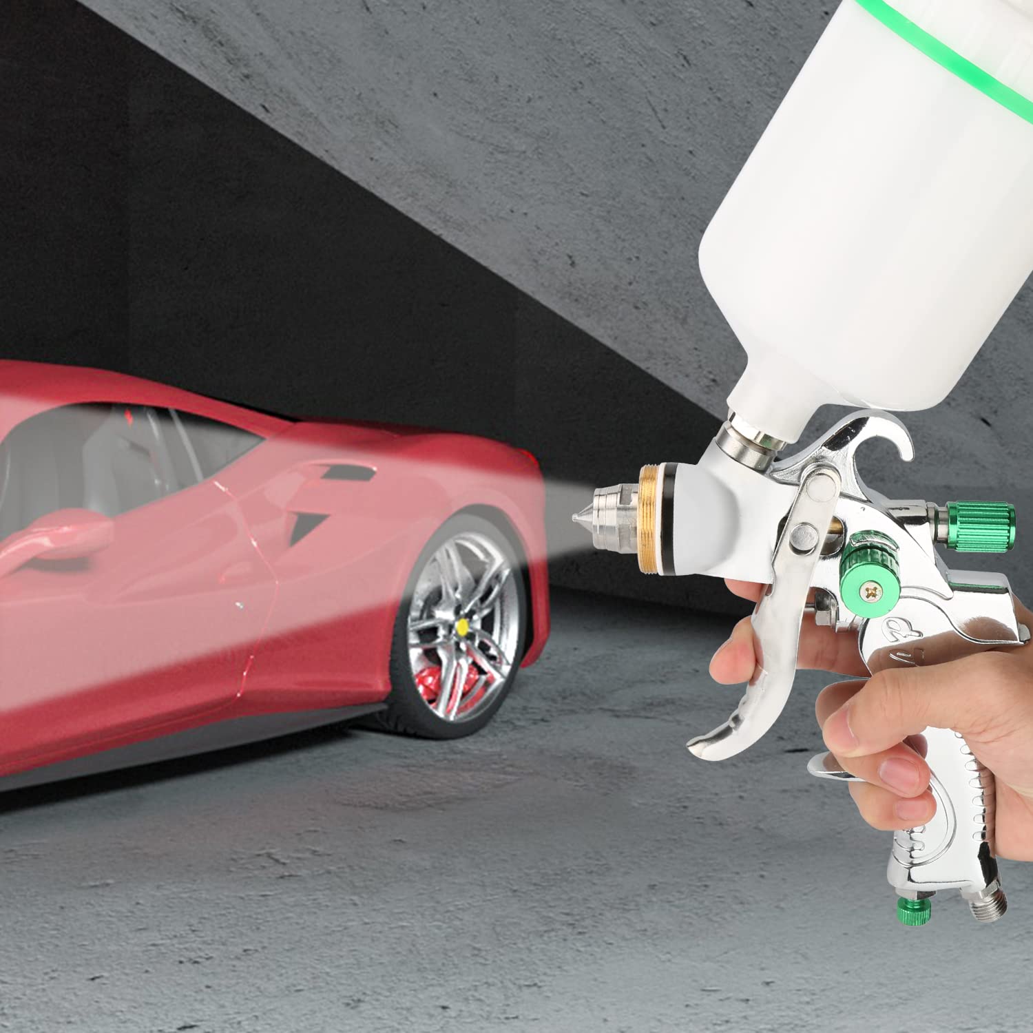 CenVen Hvlp Spray Gun, Air Spray Gun Paint Sprayer Gun with 1.4/1.7/2.0/2.5mm Nozzles, 600ml Capacity Great for Walls, Automotive, Home Improvement CenVen