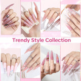 Modelones Poly Nail Gel Kit 8 Rosy Pink Colors with 48W LED Nail Lamp Poly Extension Gel Complete Nail Art Tools Professional Starter Manicure Kit modelones