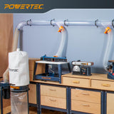 POWERTEC 70306 4 Inch Dust Collection Fittings Network with Dust Hose Splice, Blast Gates, Pipes, 90-Degree Elbow Connector, Y-fittings, Mounting POWERTEC