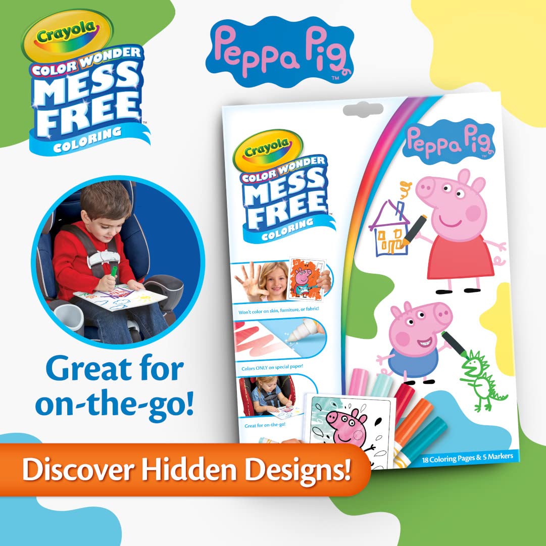 Crayola Peppa Pig Color Wonder, Mess Free Coloring Activity Set, Toddler Coloring Kit, Peppa Pig Toy, Gift for Kids, Ages 3+ Crayola