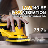 Electric Random Orbital Sander 350W Brushless Motor 3/16 inch Orbit, 110V 6-Inch 10000 RPM Variable Speed Tool for Metal Fabrication, Woodworking Hueborly