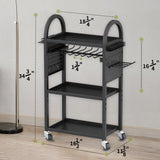 KAFAHOM Power Tool Organizer - 4 Tier Rolling Tool Cart with 8-12 Drill Holder,Tool Storage Cart on Wheels - Heavy Duty Metal Utility Tool Shelf for KAFAHOM