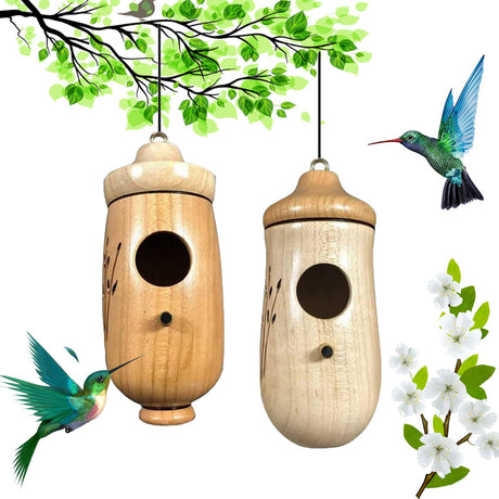 Shirem Wooden Hummingbird House, Libiyi Wooden Hummingbird House, Dotmalls Wooden Hummingbird House, Wooden Hummingbird House, Hummingbird Feeder for FLCRSN