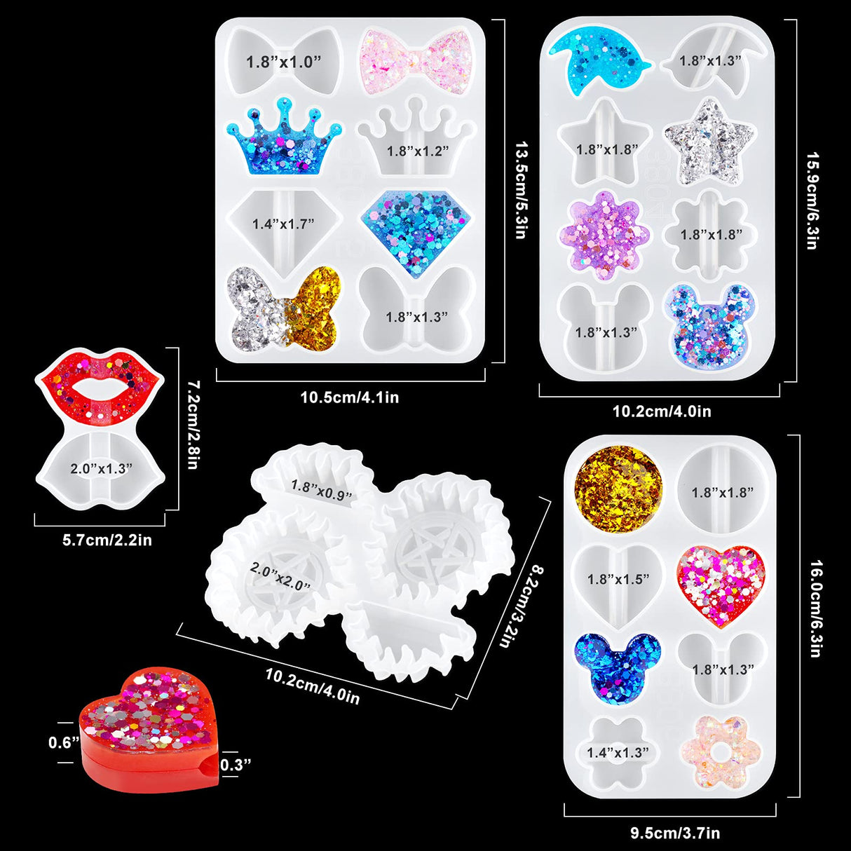 NiArt 8mm Straw Topper Epoxy Resin DIY Casting Silicone Mold Kit, 5 Molds with 14 Shapes NiArt