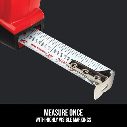 CRAFTSMAN 25-Ft Tape Measure with Fraction Markings, Retractable, Self-Locking Blade (CMHT37225)