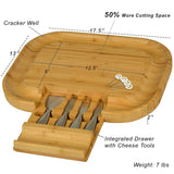Custom Personalized Engraved Bamboo Cheese/Charcuterie Cutting Board with Knife Set & Cheese Markers- Designed & Quality Checked in USA Picnic at Ascot