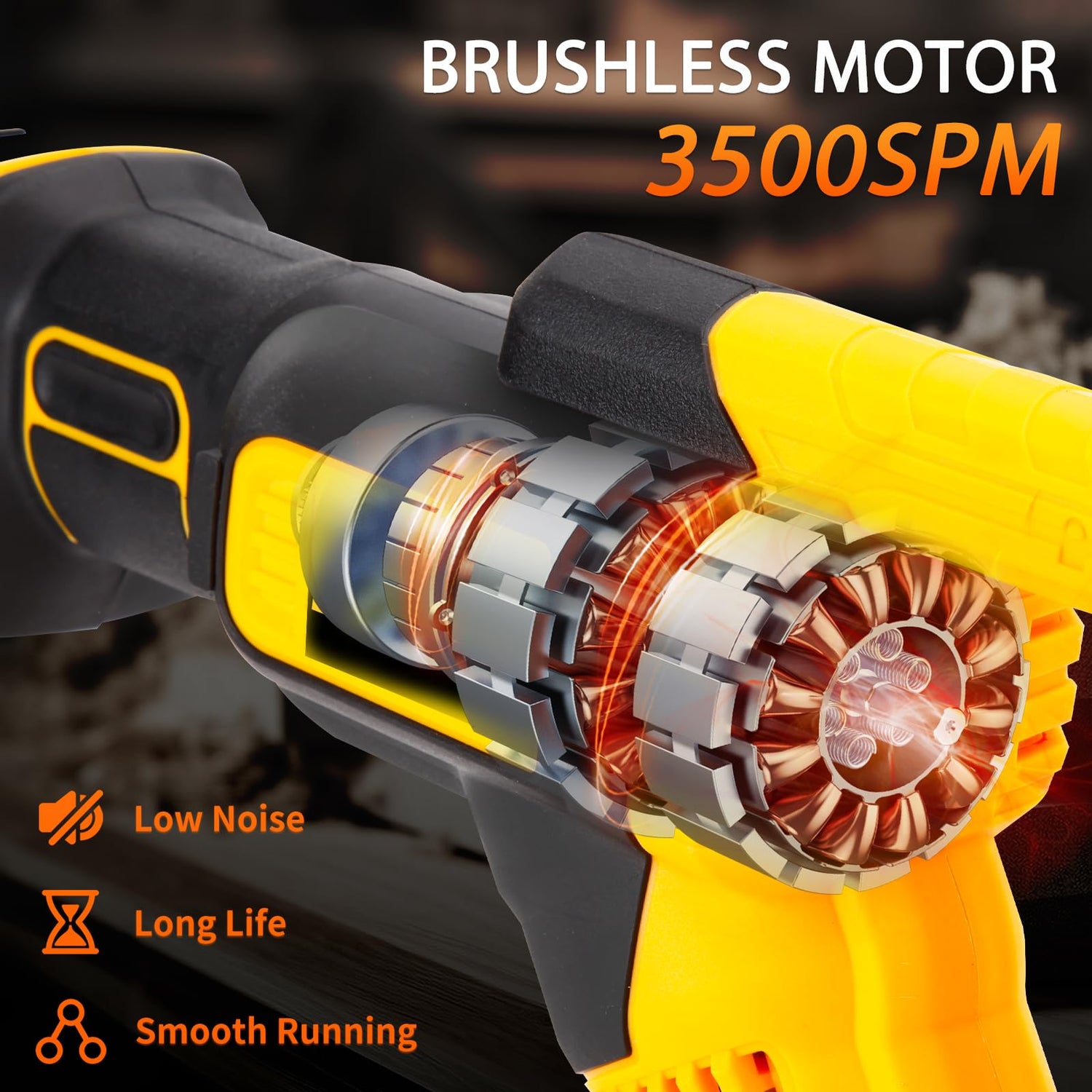 JEXUGK Reciprocating Saw Cordless, 21V 2 x 4.0Ah Battery Brushless Power Cordless Saw, 0-3500 SPM Variable Speed, 8 Saw Blades & Fast Charger JEXUGK