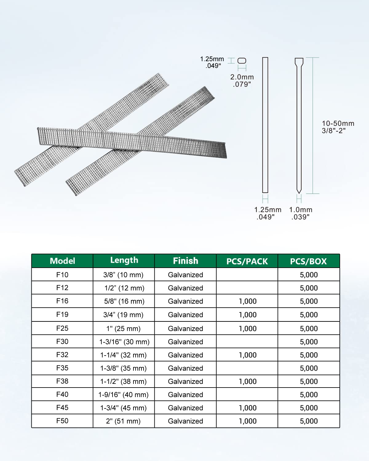 meite F32 18 Gauge 1 1/4-Inch (32 mm) Galvanized Brad Nail Ideal for Upholstery, Trims, Molding, Woodworking (1,000 PCS/Small Pack) - WoodArtSupply