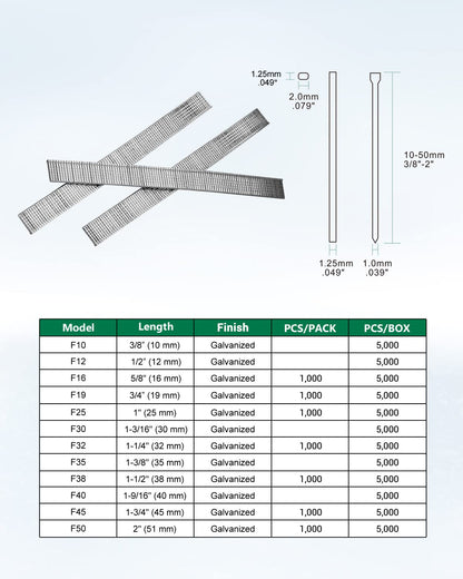 meite F32 18 Gauge 1 1/4-Inch (32 mm) Galvanized Brad Nail Ideal for Upholstery, Trims, Molding, Woodworking (1,000 PCS/Small Pack) - WoodArtSupply