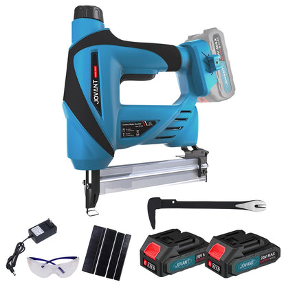 JOVANT Nail Gun Battery Powered, Cordless Nail Gun with 2 * 2.0Ah Li-ion Battery, 20V 2 in 1 Electric Nail Gun with Staple Remover, Cordless Brad - WoodArtSupply