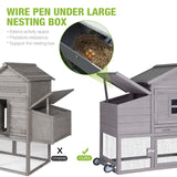 GUTINNEEN Chicken Coop Mobile Hen House Wooden with Run Poultry Cage with Nesting Box,Movable GUTINNEEN