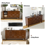 HULALA HOME Modern Sideboard Buffet Cabinet with Solid Wood Legs, 60" Kitchen Storage Cabinet Credenza with 4 Doors and 2 Interior Shelves, Accent HULALA HOME
