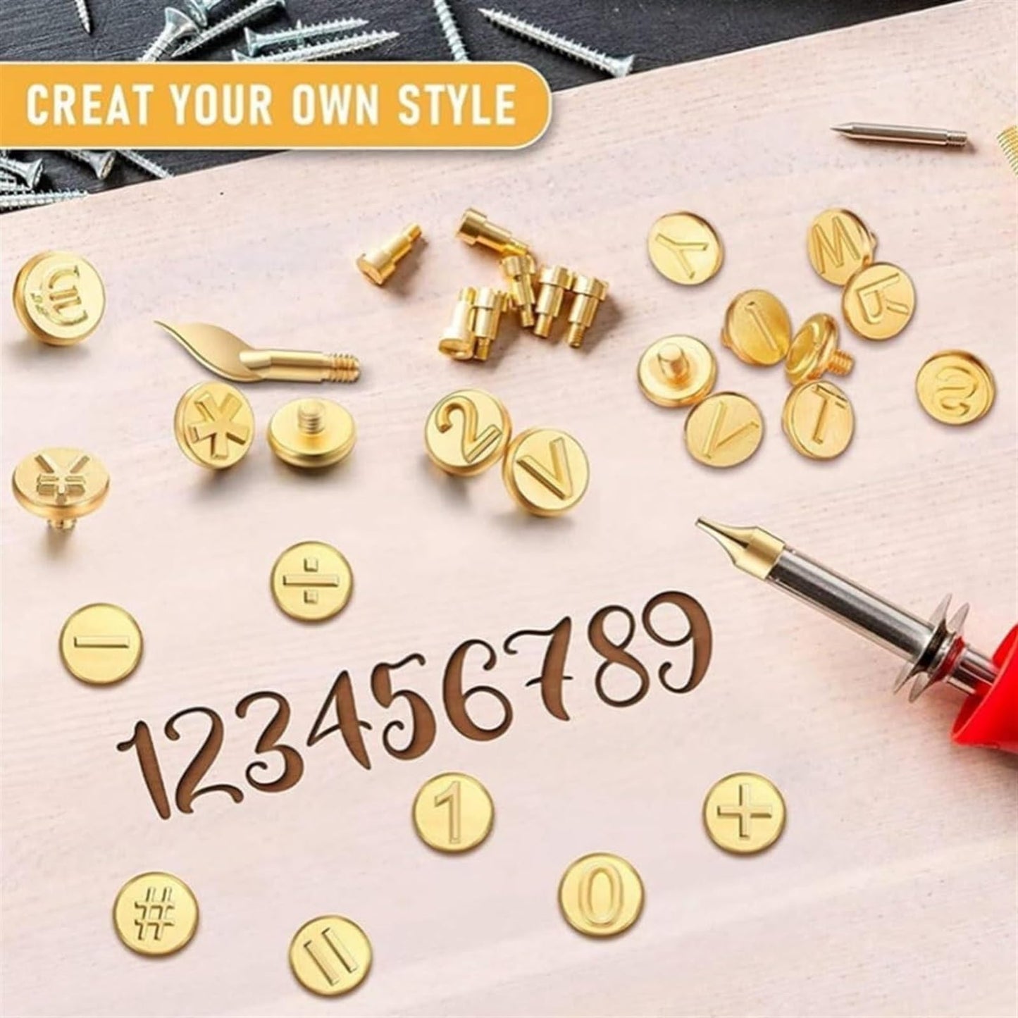 DIY Wood Burning/Carving Set, Diy Wood/Leather Burning Set—26 Letters Copper Mold, Wood Craft DIY Embossing Carving, Wood Burning Kit Letter Wood - WoodArtSupply