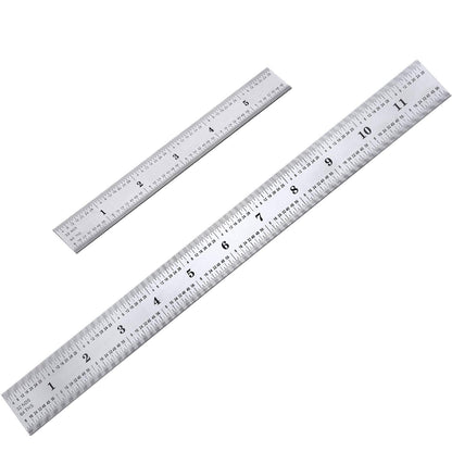 2 Pack Stainless Steel Ruler Machinist Engineer Ruler, Metric Ruler with Markings 1/8, 1/16, 1/32, 1/64 Inch for Engineering, School, Office, - WoodArtSupply