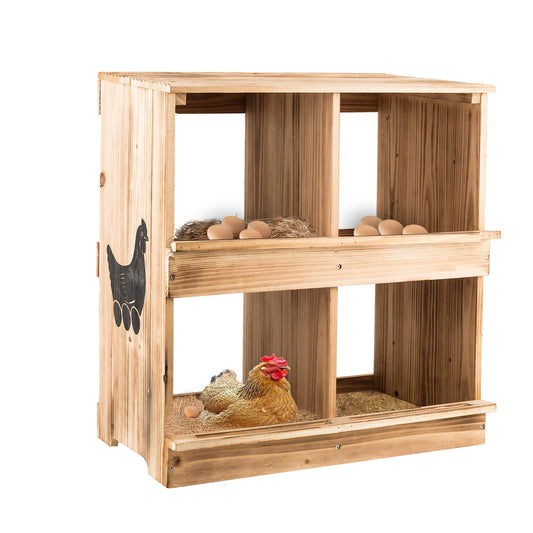 Nesting Boxes for Chicken Coop - Wooden Chicken Nesting Box for Poultry Heavy Duty 4 Compartments Laying Eggs Nest Box Wall Mount for Chickens, Hens, - WoodArtSupply