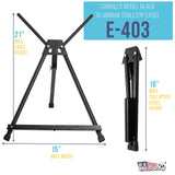 U.S. Art Supply 15" to 21" High Adjustable Black Aluminum Tabletop Display Easel with Extension Arm Wings - Portable Artist Tripod Folding Frame U.S. Art Supply