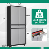 Letaya Metal Garage Storage Cabinet with Wheels,72” Rolling Tool Cabinet with 4 Door Lock-Adjustable Shelves and Drawer for Garage Home Office Letaya