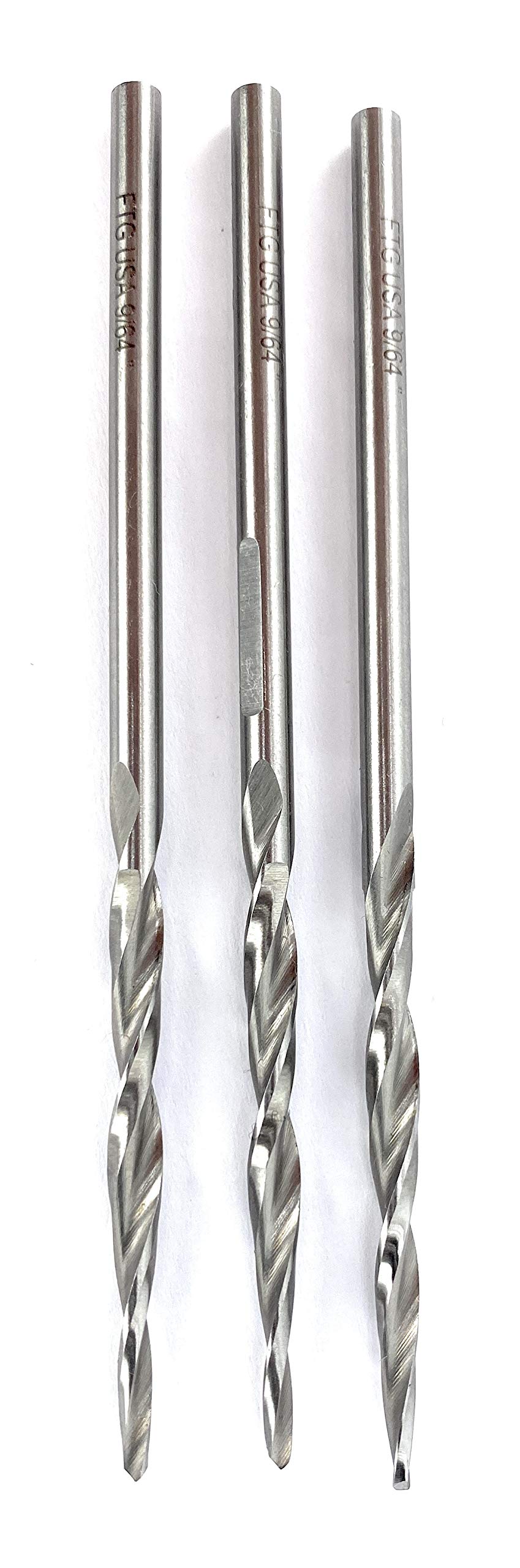 FTG USA Replacement Wood Countersink Drill Bit Set 3 Piece Same Size #6 (9/64") Parabolic Flute Taper Point for Woodworking with Straight Shank - - WoodArtSupply
