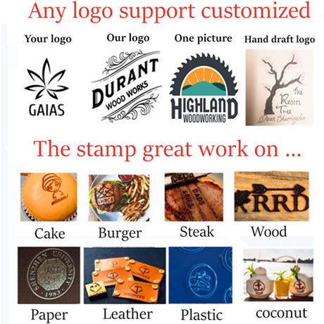 Custom Branding Iron for Wood and Leather with Handle - Personalised Design Stamp for BBQ and Crafting Arokimi