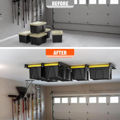 TORACK Garage Ceiling Bin Storage Rack, Overhead Tote Storage Rail System Heavy Duty Adjustable Tote Slide Garage Storage System(for 4 Bins, Bins are - WoodArtSupply