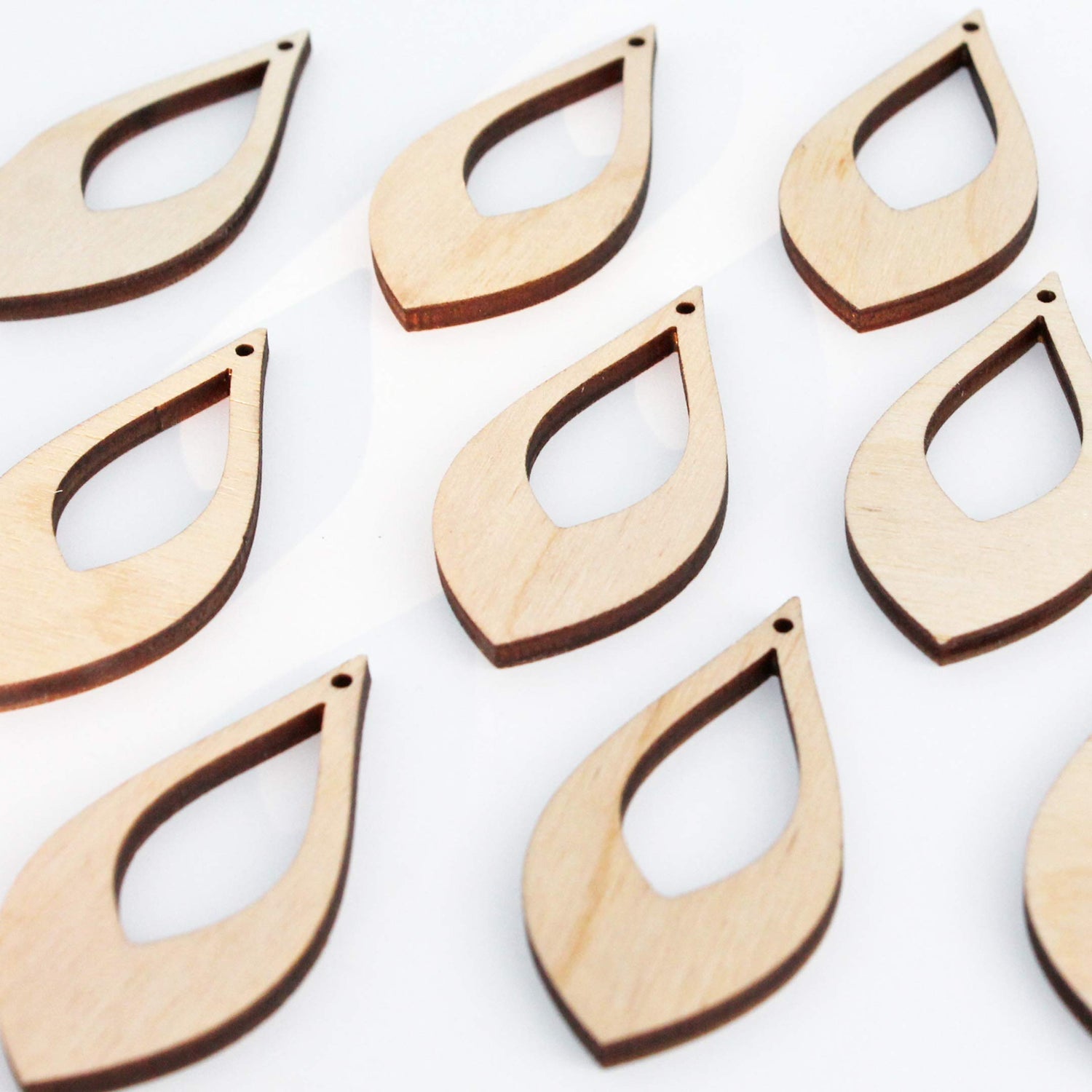 ALL SIZES BULK (12pc to 100pc) Unfinished Wood Laser Cutout Teardrop Dangle Earring Jewelry Blanks Shape Crafts Made in Texas Texan Wood Crafts