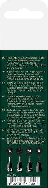 Faber Castell 167100 Pit Artist Pens, Set of 4, Black Assortment, 199 S, F, M, B Faber-Castell
