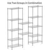 SINGAYE 6-Shelf Wire Shelving Unit, Adjustable Metal Shelves, Standing Shelf, 21.25" W X 11.41D X 69 "H (Silver) SINGAYE