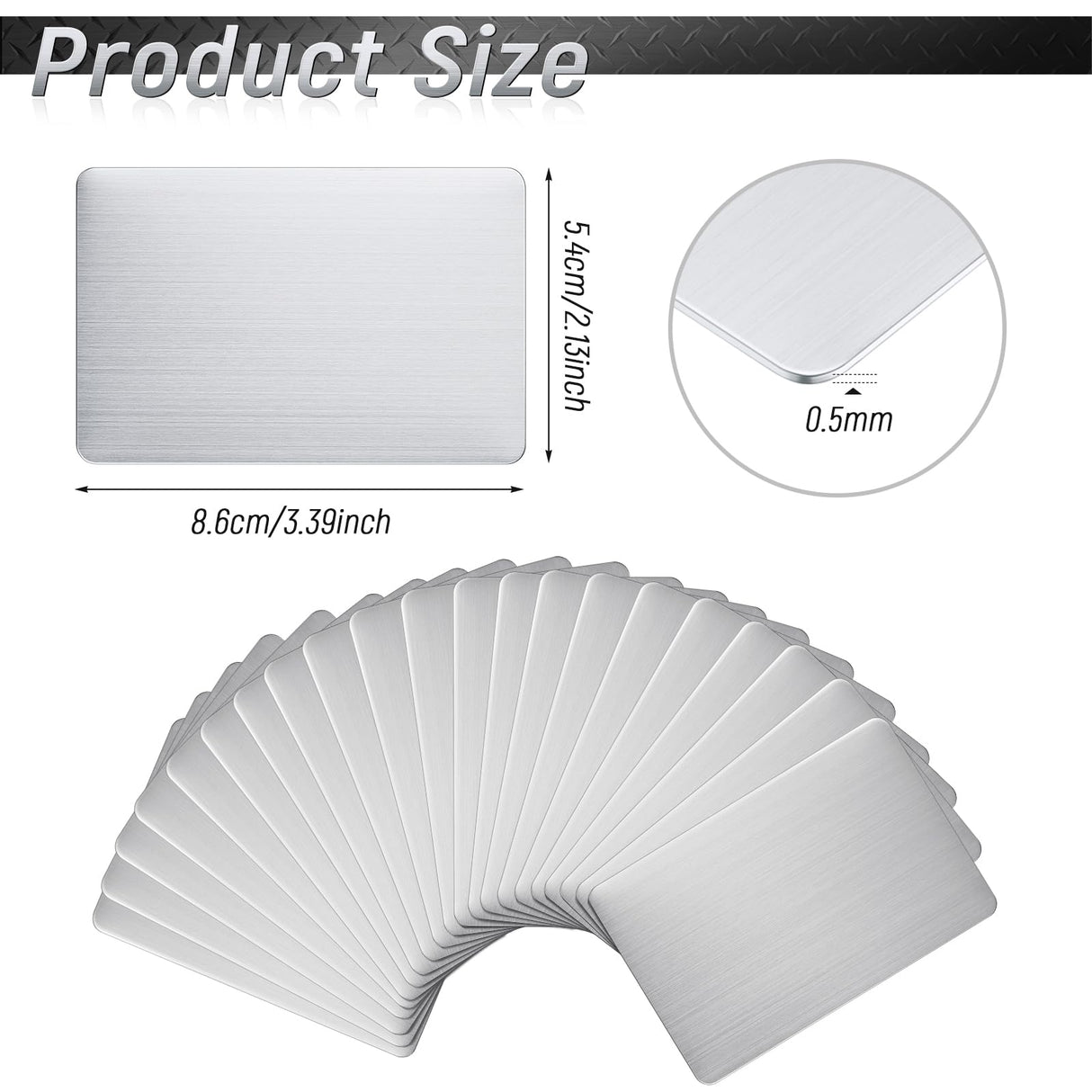 Tandefio 50 Pcs 304 Stainless Steel Metal Business Cards Sublimation Blank Steel Card Laser Engraving Stainless Cards for House Office Customer DIY Tandefio