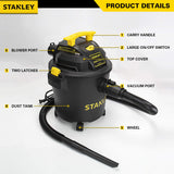 Stanley SL18115P Wet/Dry Vacuum, 5 Gallon, 4 Horsepower, 4.0 HP AC, Black Stanley