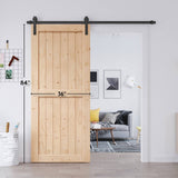 EaseLife 36in x 84in Sliding Barn Wood Door,Interior Doors,DIY Assemblely,Solid Natural Spruce Panelled Slab,Easy Install,Apply to Rooms & Storage EaseLife
