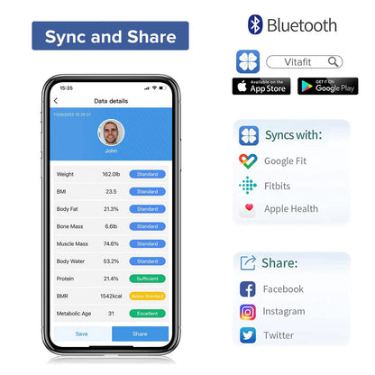 Vitafit Smart Bathroom Scale for Body Weight and Fat, FSA HSA Store Eligible, Weighing Professional Since 2001,Digital Wireless Bathroom Scale for - WoodArtSupply