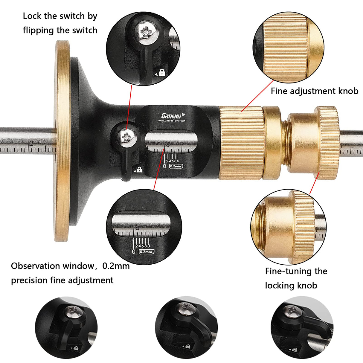 Wheel Marking Gauge Kit - 1 Extra Cutter Wrench, Wheel Marking Gauge with Carbide Blade Woodworking Jig Wheel Marking Gauge Tool Scriber Mortise dcvbny